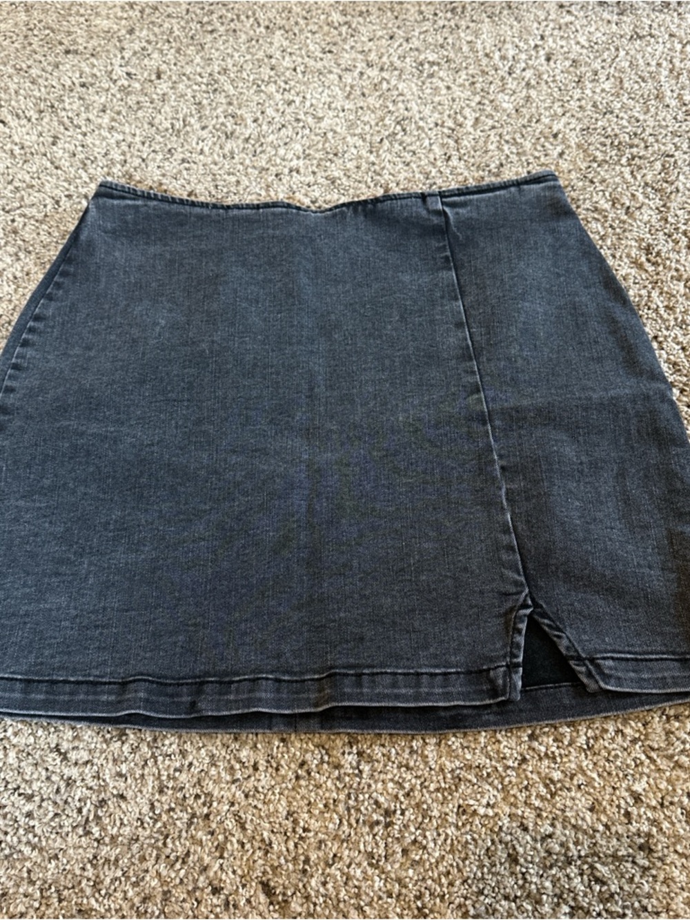 wild fable Black Denim Mini Skirt with Front Overlap